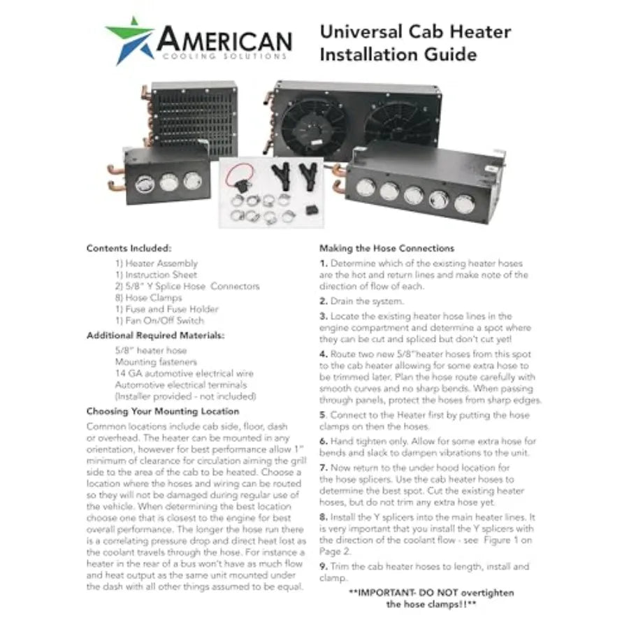 XMSJ 13000 BTU 12V Low Profile Universal Cab Heater