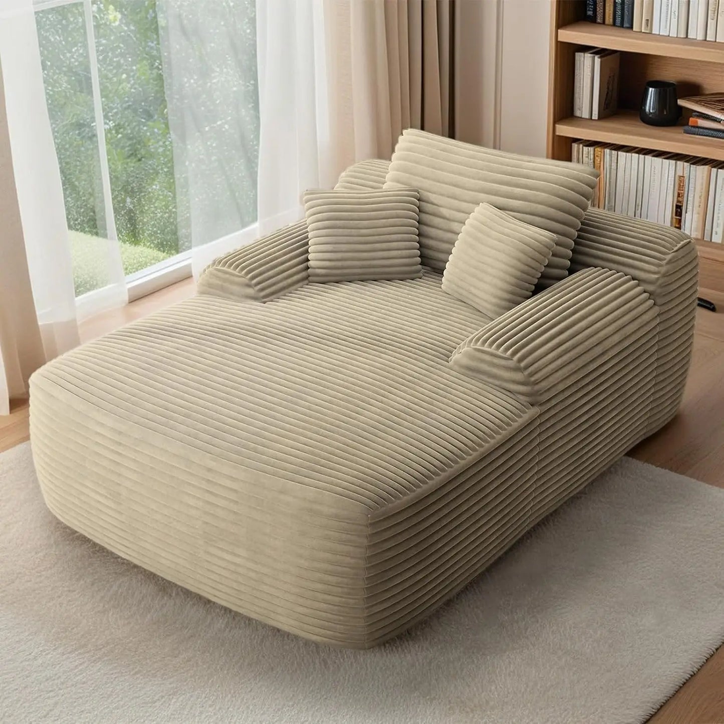 Sofa Chaise Lounge Chair Indoor Plush Corduroy Cloud Couch