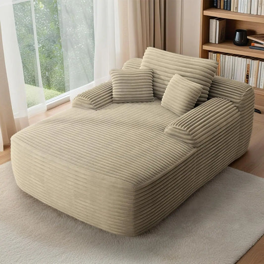 Sofa Chaise Lounge Chair Indoor Plush Corduroy Cloud Couch