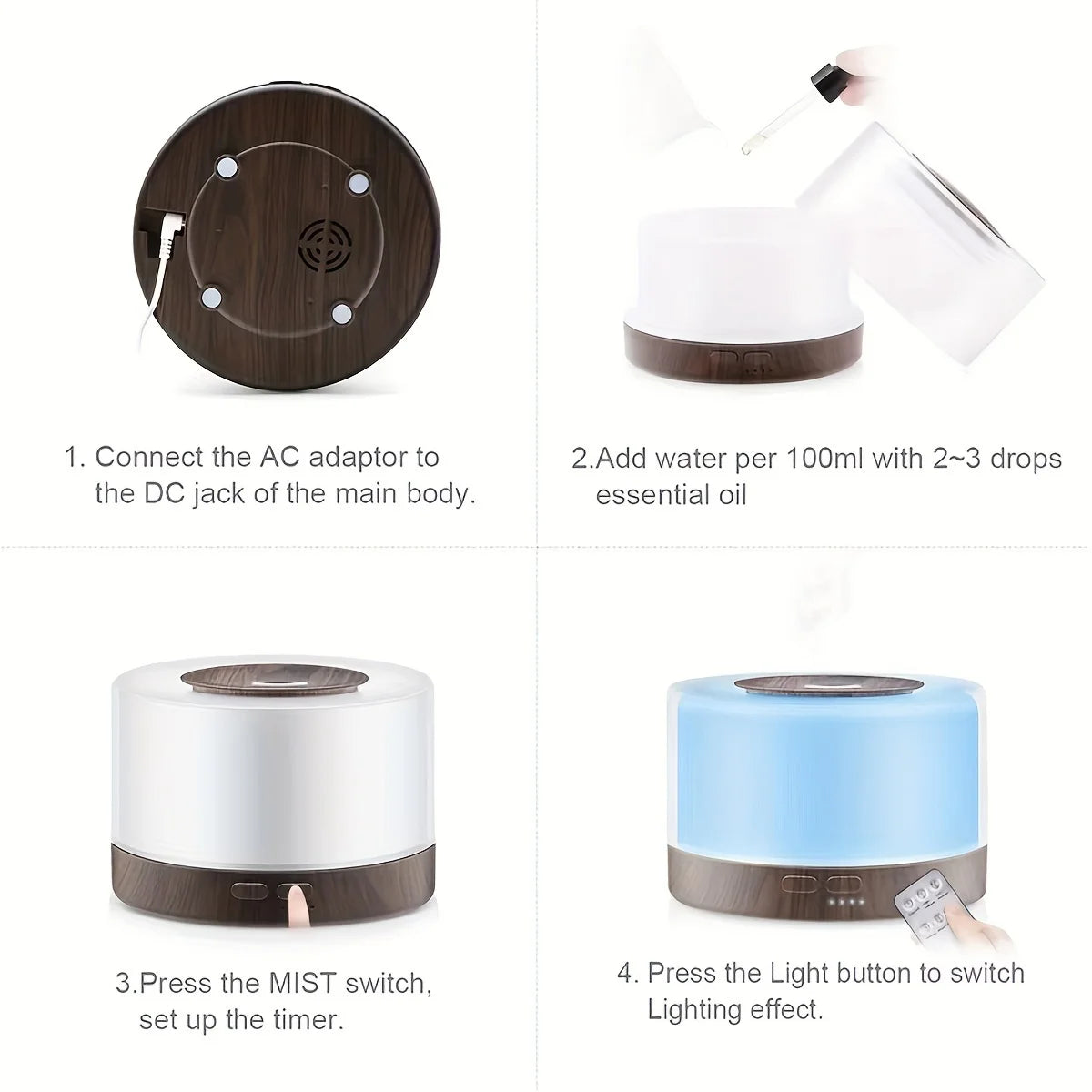 LISM Wood Grain Essential Oil Diffuser Ultrasonic Humidifier