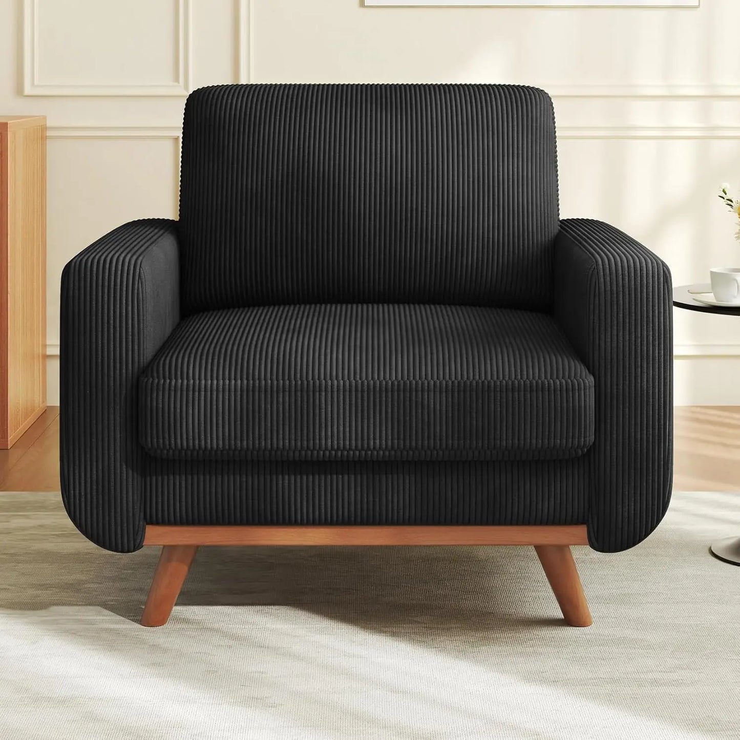 Corduroy Loveseat Sofa With Spring Cushion And Solid Wood Frame