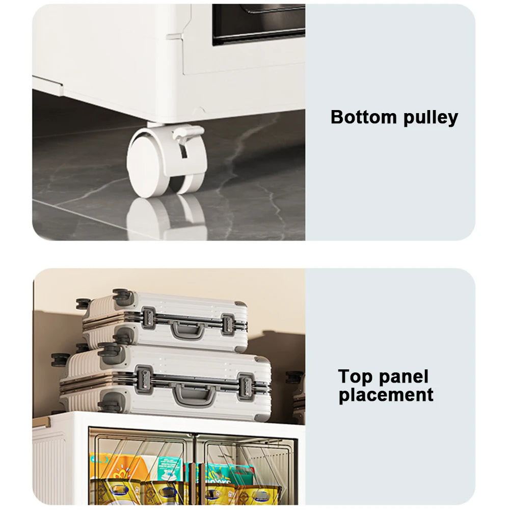 AlloetCN 4 Tier Stackable Storage Bins With Lids And Doors