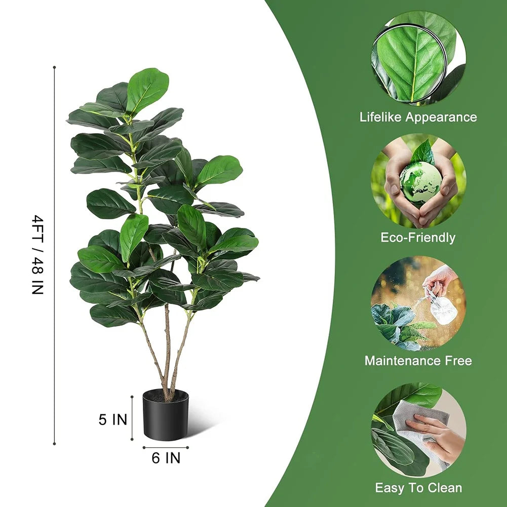 HiMISSCN Artificial Fiddle Leaf Fig Tree For Indoor Home Decor