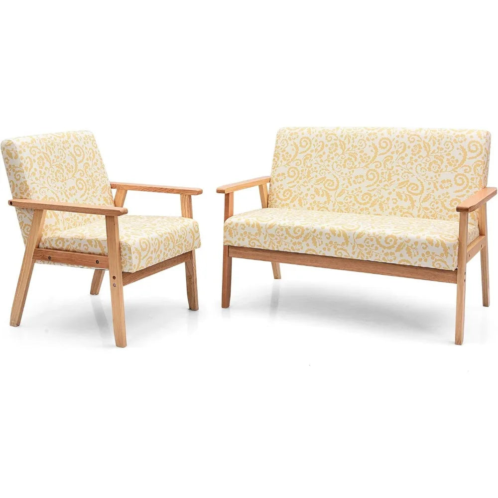 Medieval Style Wooden Sofa Set Upholstered Lounge Chairs Living Room Furniture