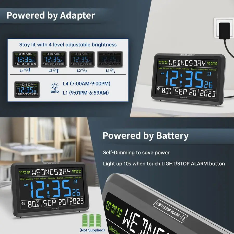 XMSJ Digital Calendar Clock for Seniors with Date and Day