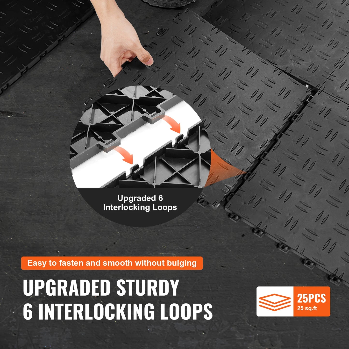 SucceBuy Garage Tiles Interlocking 12in 25/50Pcs Garage Floor Covering Tiles Non-Slip Double-Sided Texture for Garages Repair
