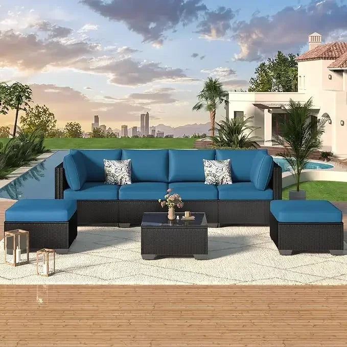 PE Rattan Outdoor Patio Sectional Furniture Set With Cushions