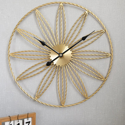 Wrought Iron Wall Clock Modern Minimalist Round Metal Living Room