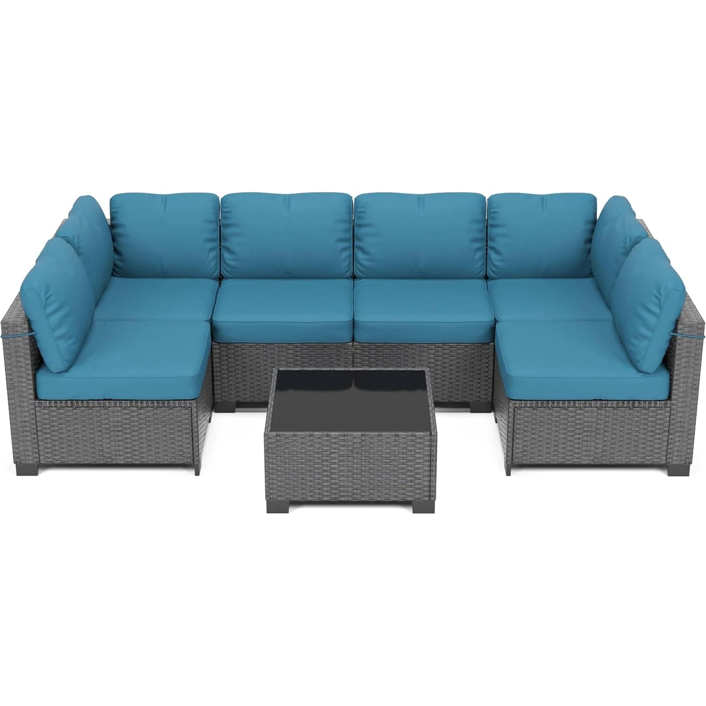 HobbyLane 7 Piece Modular Outdoor Furniture Set PE Rattan Wicker