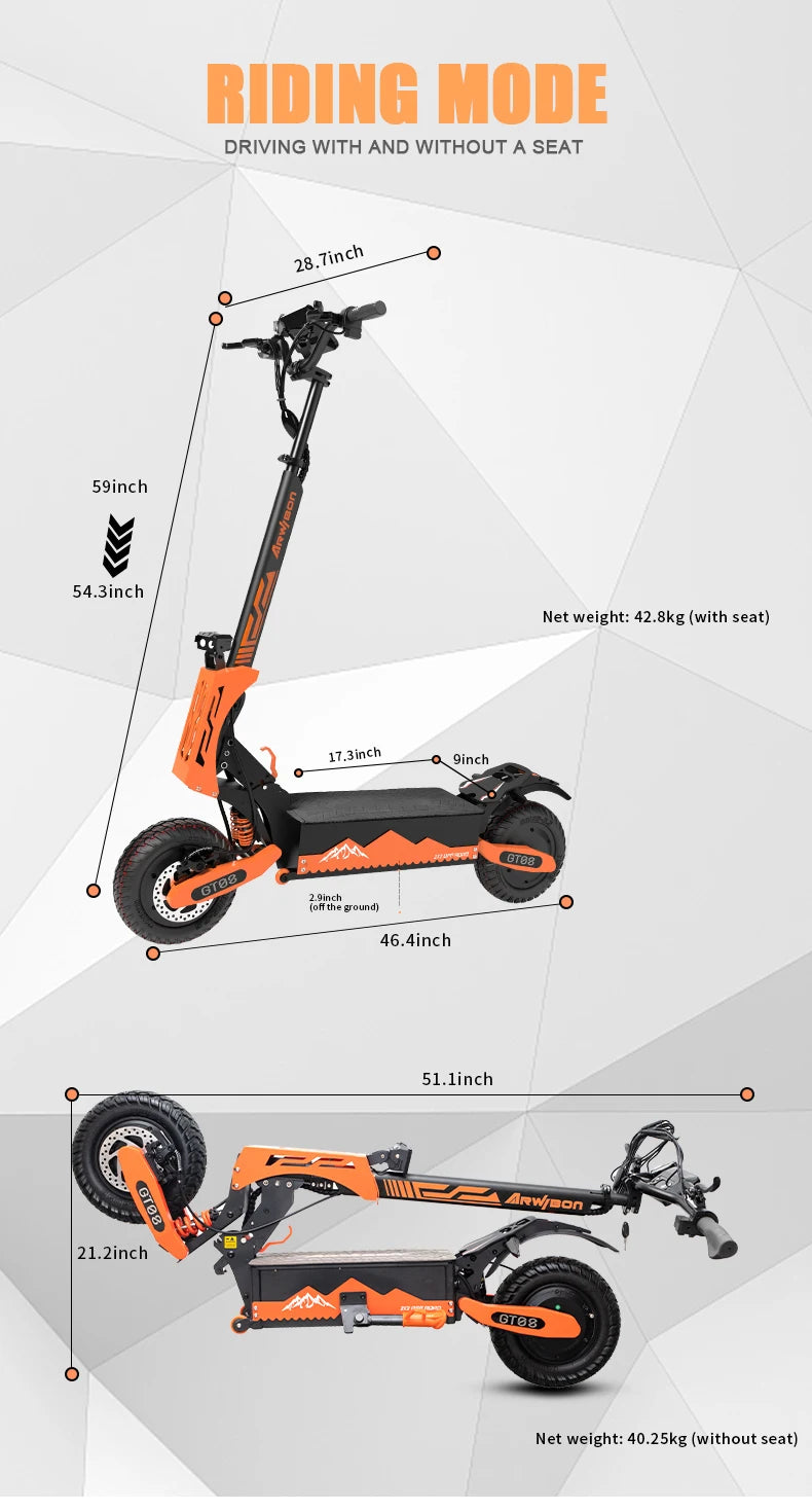 Arwibon 5600W Dual Motor Electric Scooter With 46 MPH Foldable
