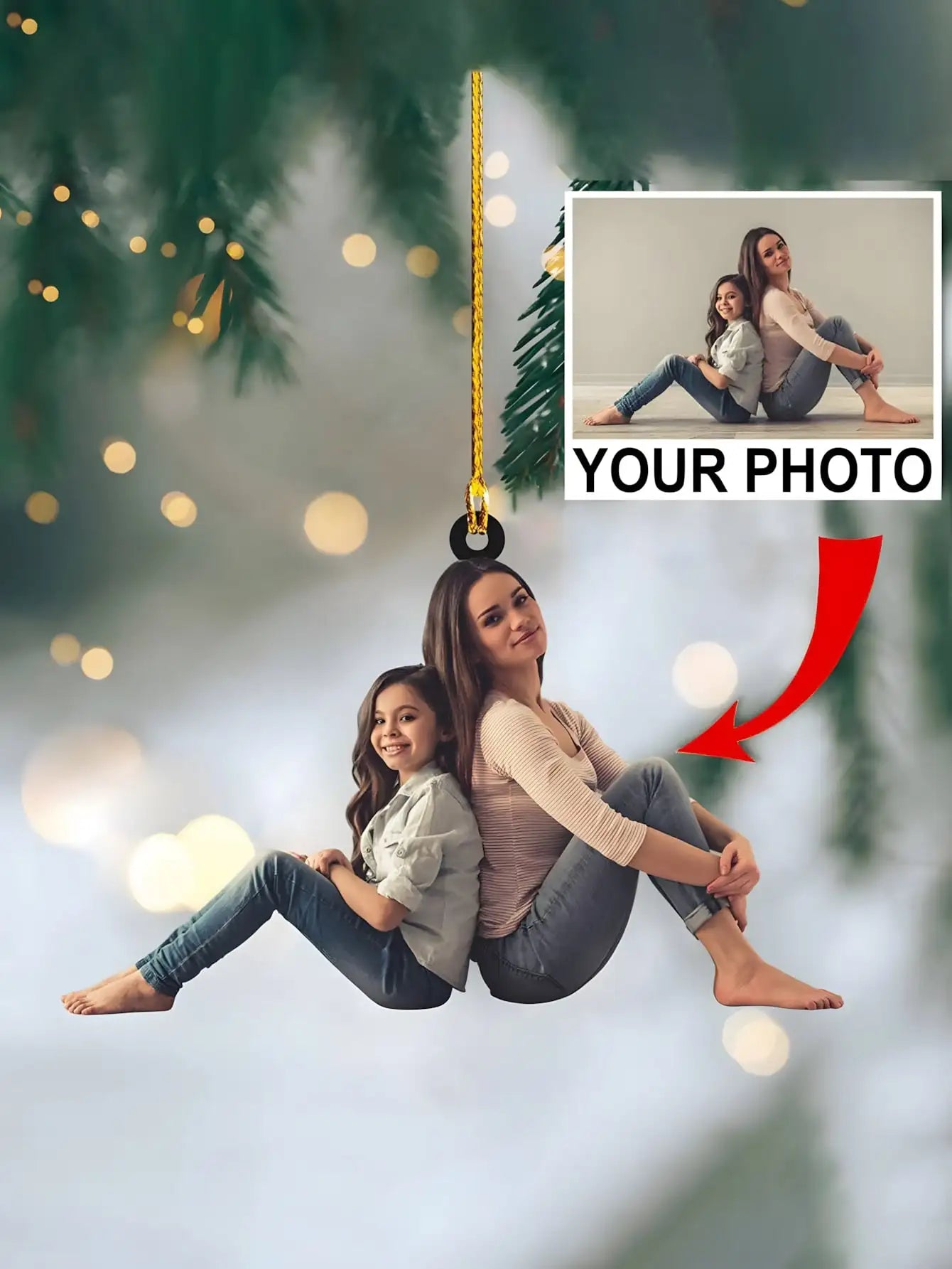 Custom Photo Car Ornament With Chain For Vehicle Interior