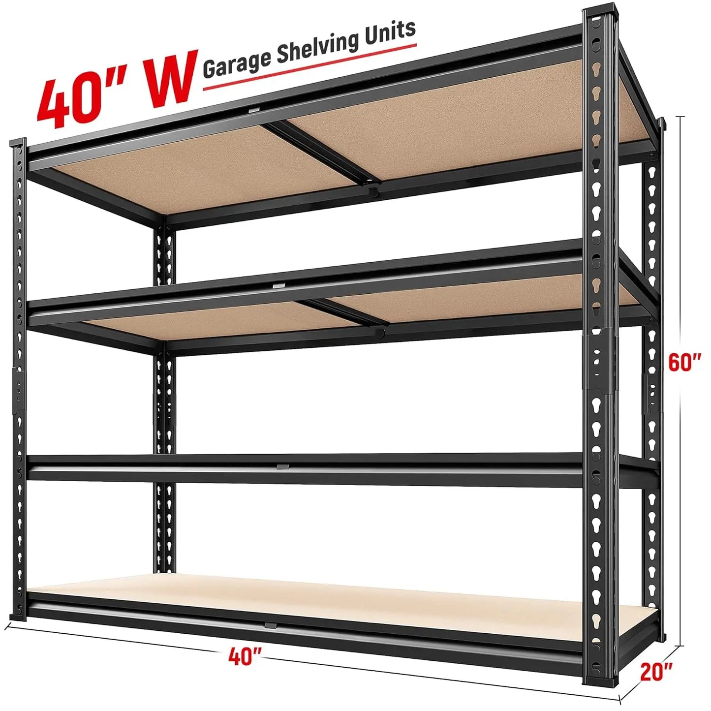 4 Tier Adjustable Metal Garage Shelving Heavy Duty Storage Rack