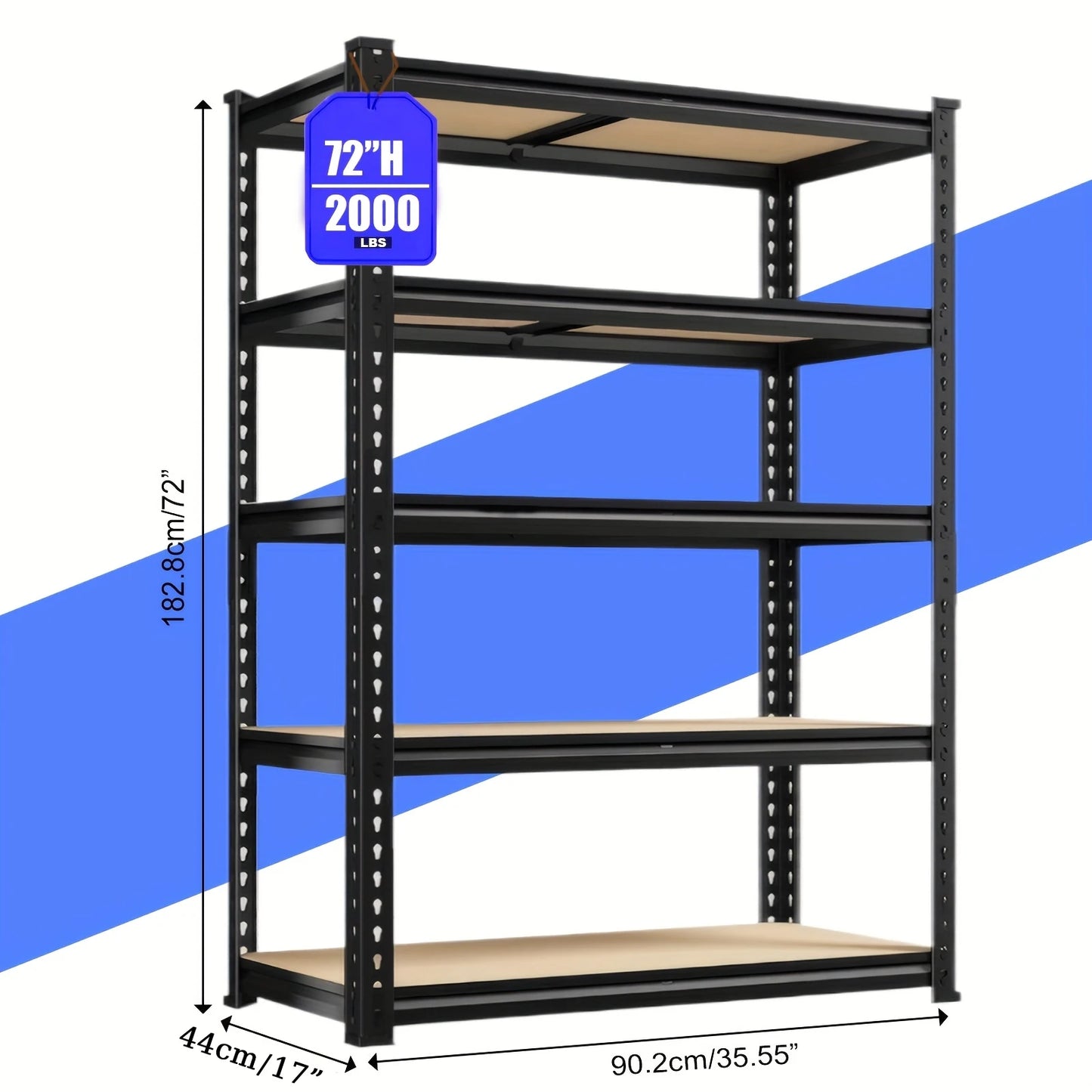 72"H Garage Shelving Storage Shelves 5-Tier, 72" H X 35.5" W X 16" D, 2000LBs CapacityHeavy Duty Adjustable Storage Shelve For C