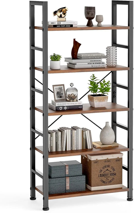 XMSJ 5 Tier Bookshelf Tall Display Shelf For Living Room