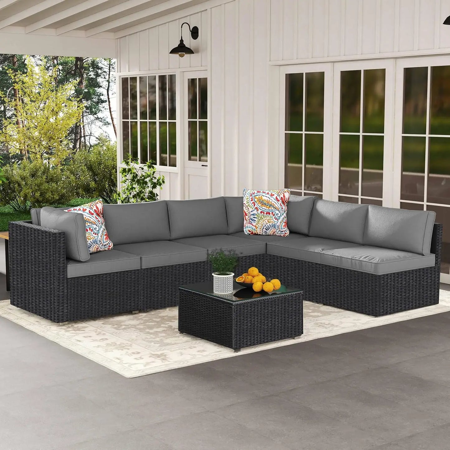 Outdoor Patio Furniture Set Handwoven All Weather Rattan Waterproof Cushions
