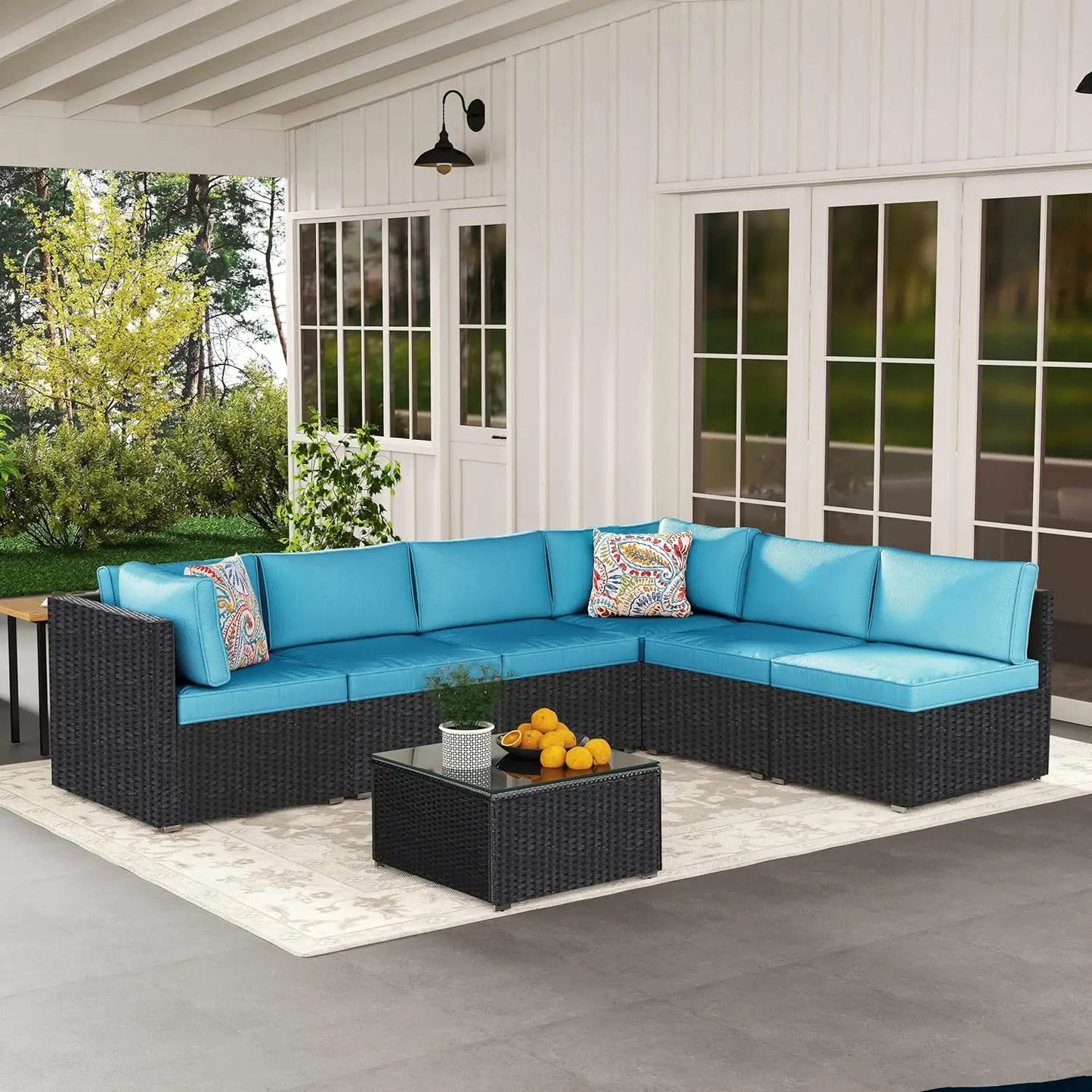 Outdoor Patio Furniture Set Handwoven All Weather Rattan Waterproof Cushions