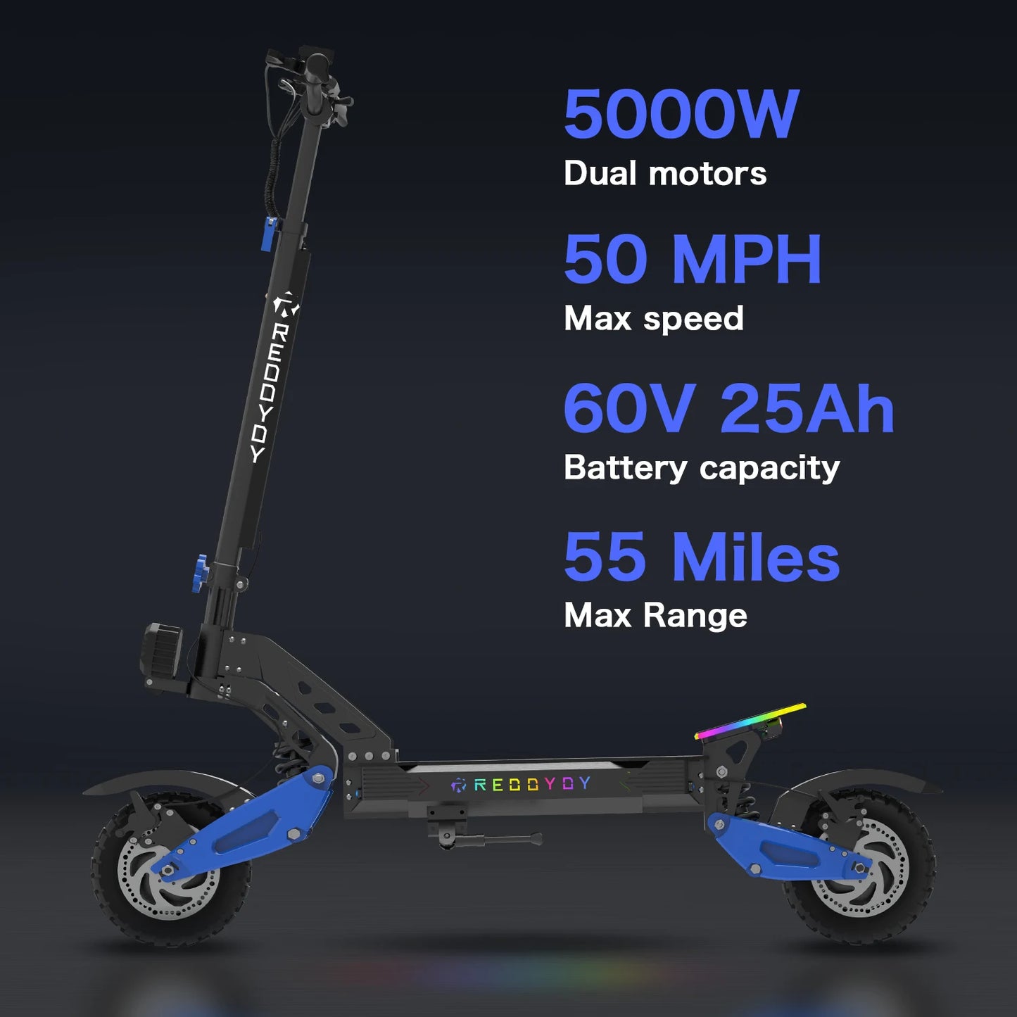 REDDYDY Electric Offroad Scooter 5000W Dual Motor 55 Mile Range