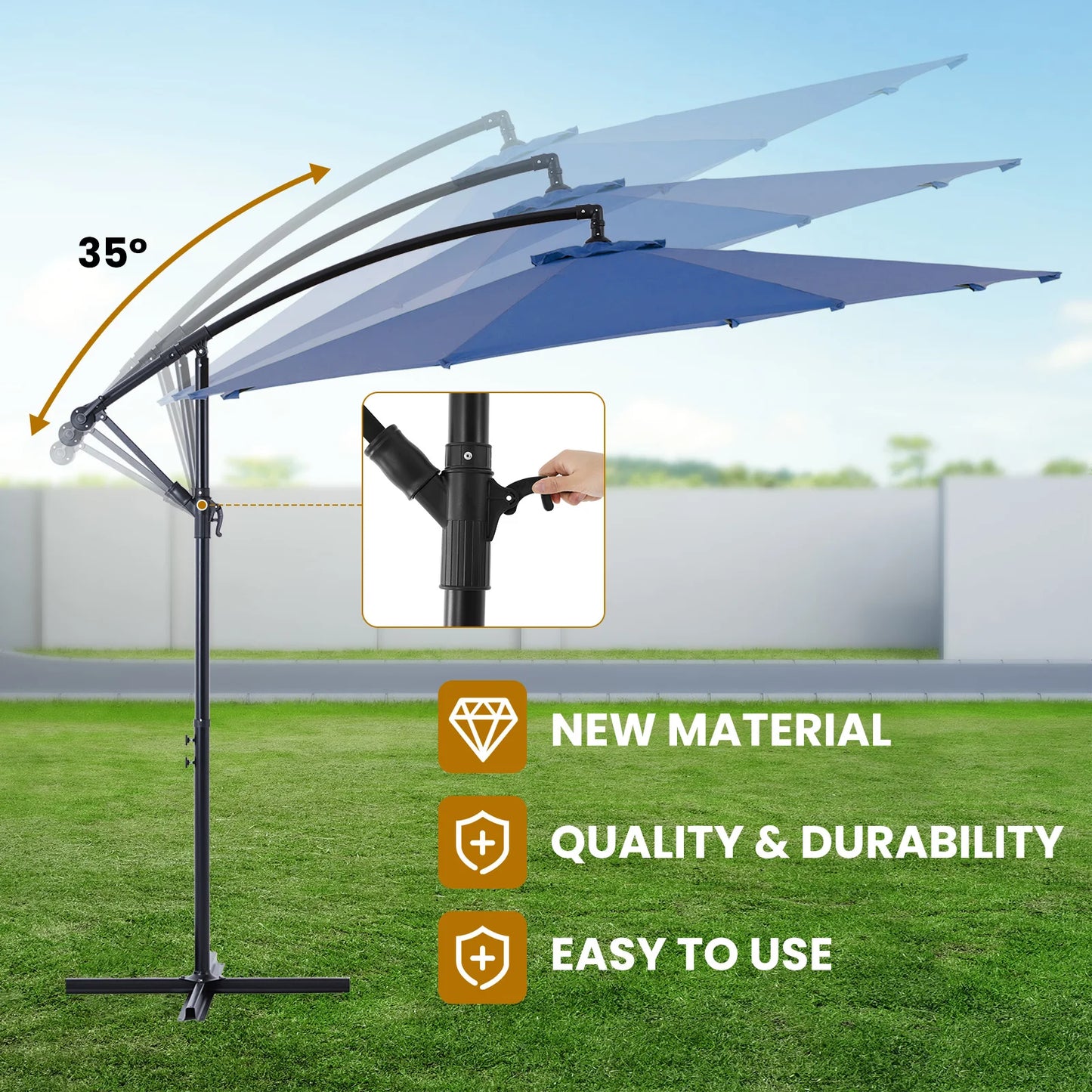 JHK Outdoor Cantilever Patio Umbrella With Tilt Adjustment