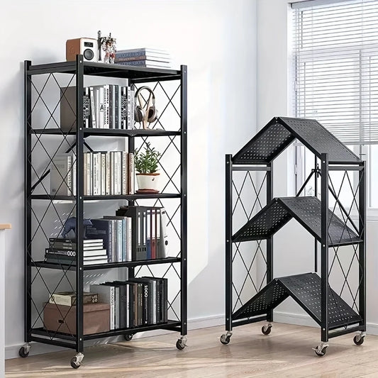 Heavy Duty Foldable Metal Storage Rack With Wheels For Garage
