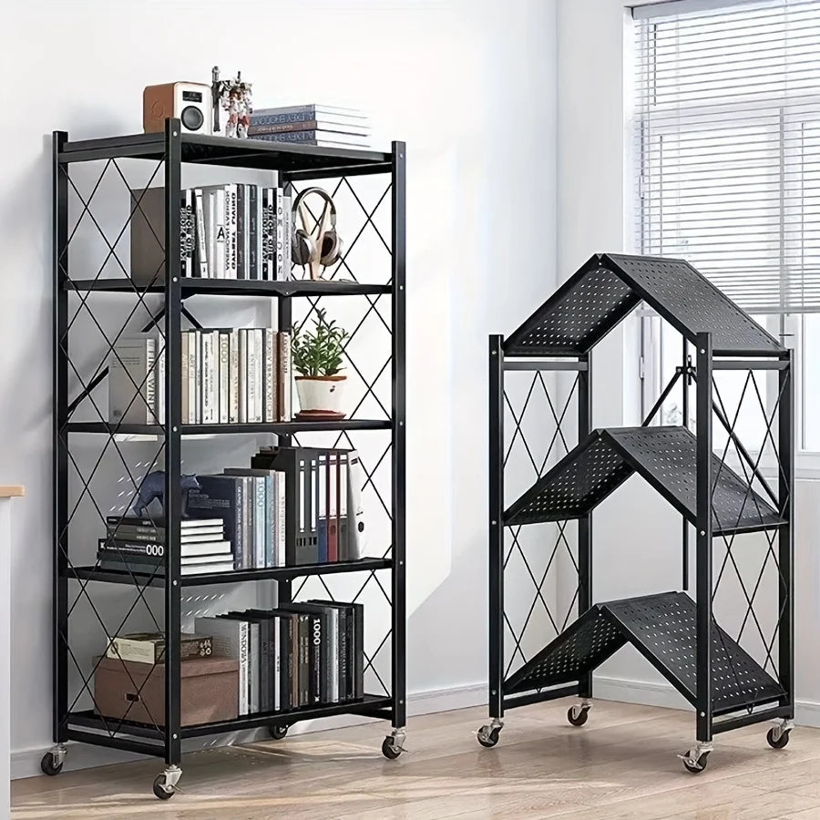 Heavy Duty Foldable Metal Storage Rack With Wheels