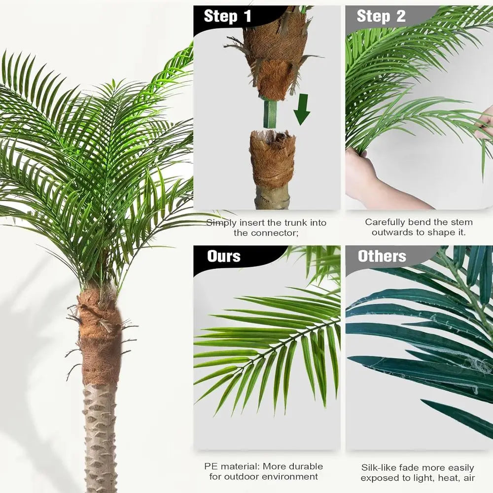 Faux Sago Palm Tree Decor With Adjustable Leaves For Home