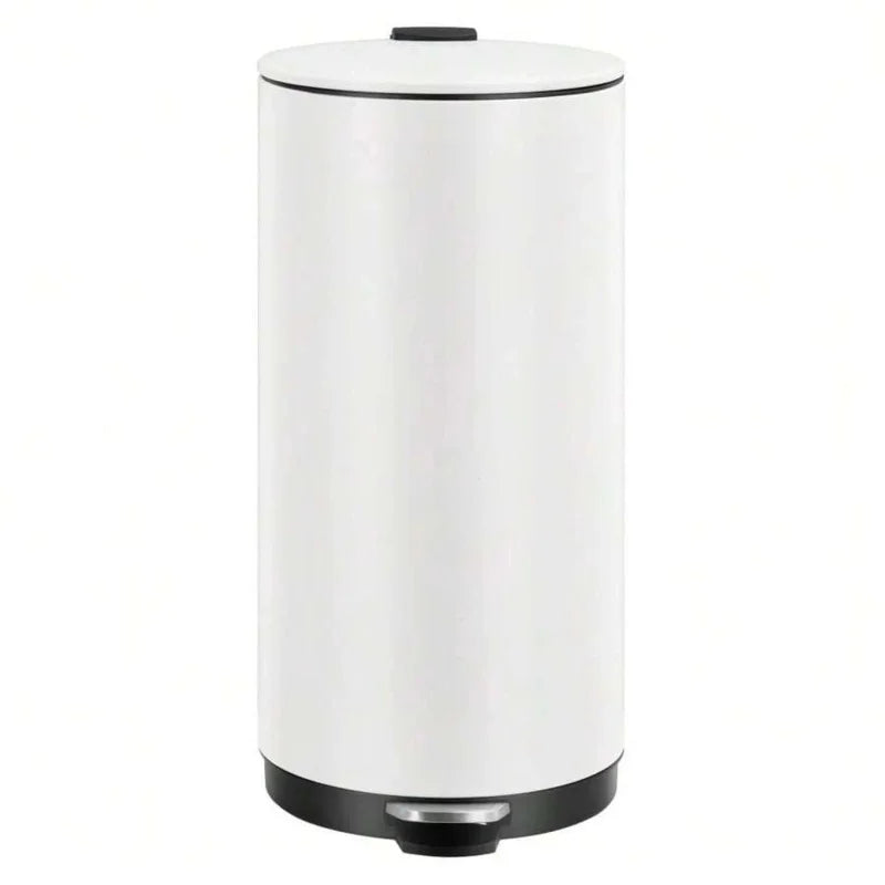 Round Stainless Steel Step Trash Can, Mini Trash Can With Lid, Garbage Can For Home And Office Bathroom Bedroom, 30-L/8-Gallon
