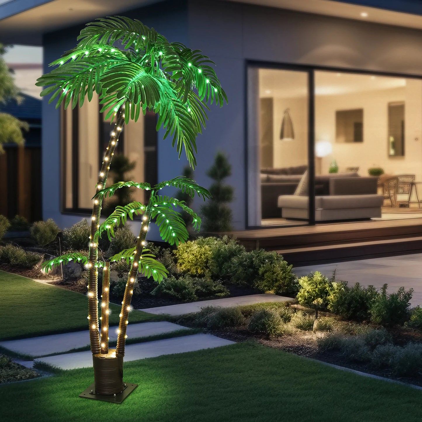 Solar LED Palm Tree Lighted Decoration For Tiki Bar