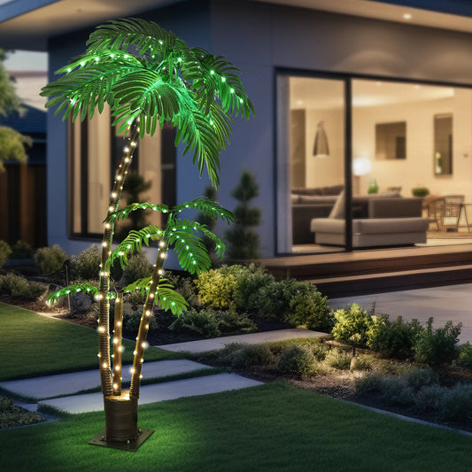 Solar LED Palm Tree Lighted Decoration For Tiki Bar