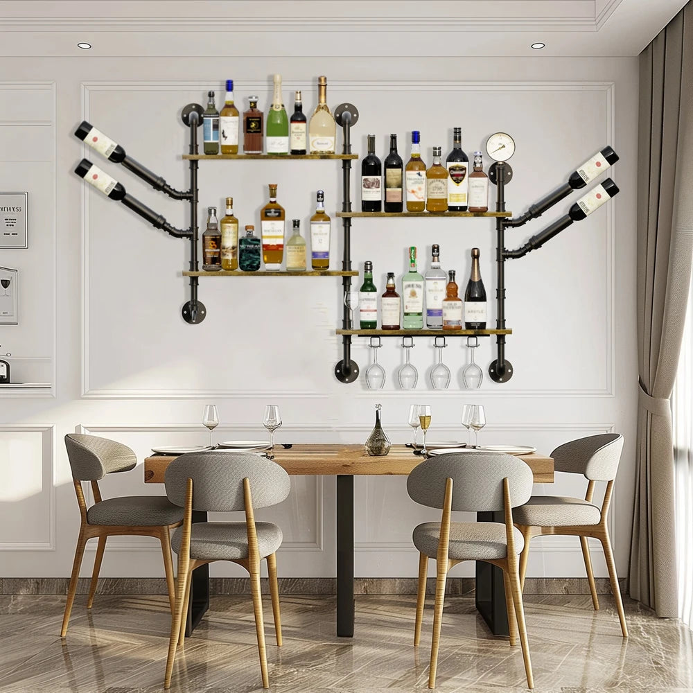 4 Tier Floating Bar Liquor Shelves Wall Mounted Wine Rack