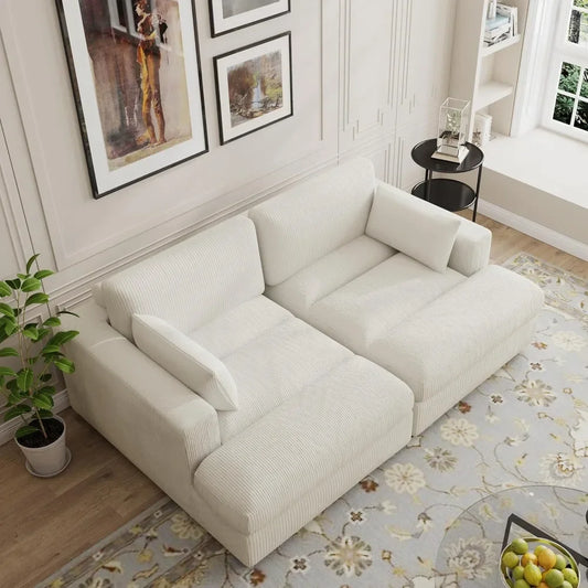Corduroy Upholstered Oversized Loveseat Recliner Sofa Bed