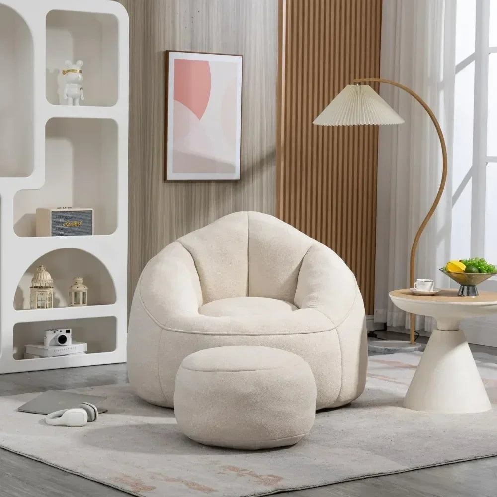 Beanbag Chair And Footstool Foam Couch For Living Room