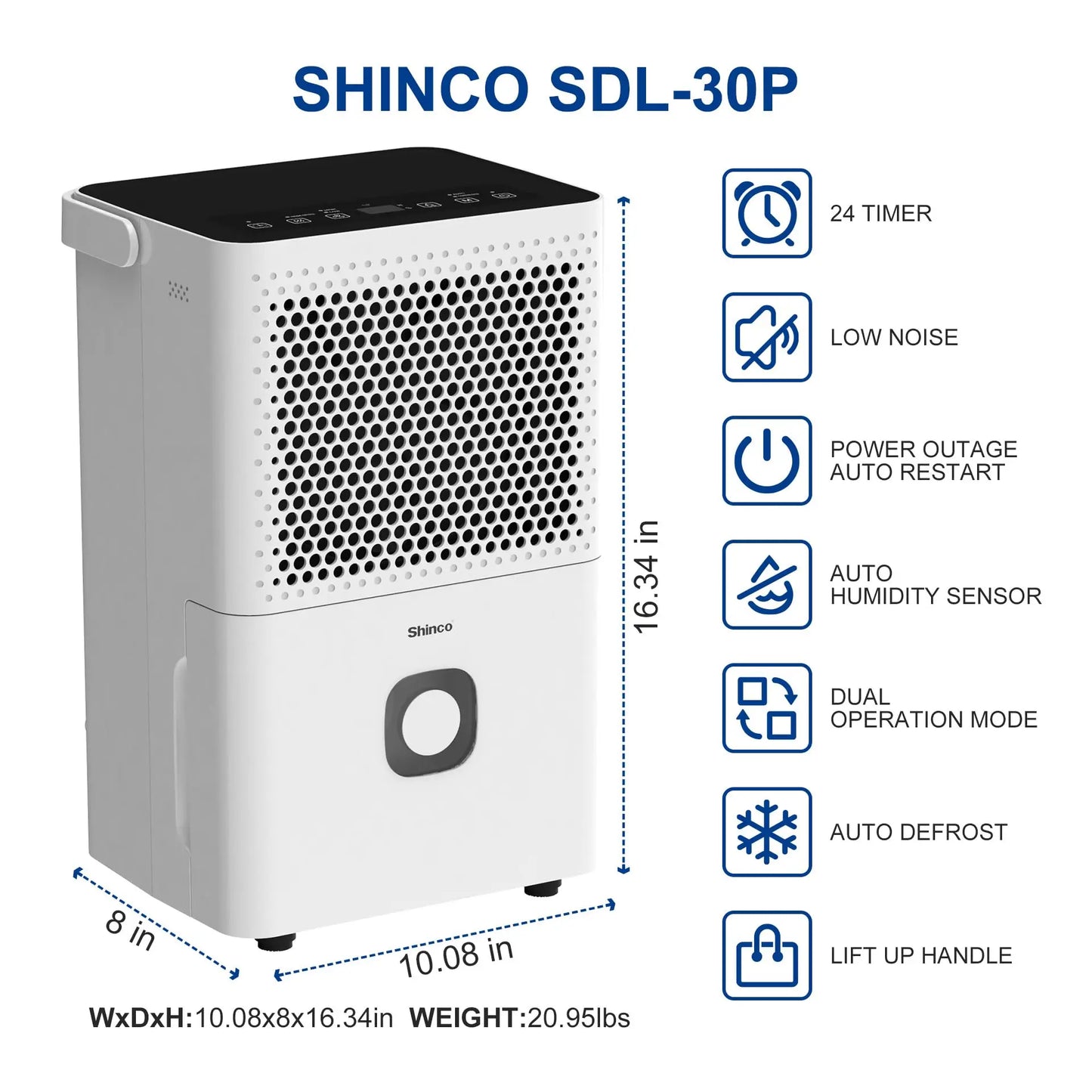 Shinco 30 Pints Dehumidifier For Home Basements Auto Drain Hose