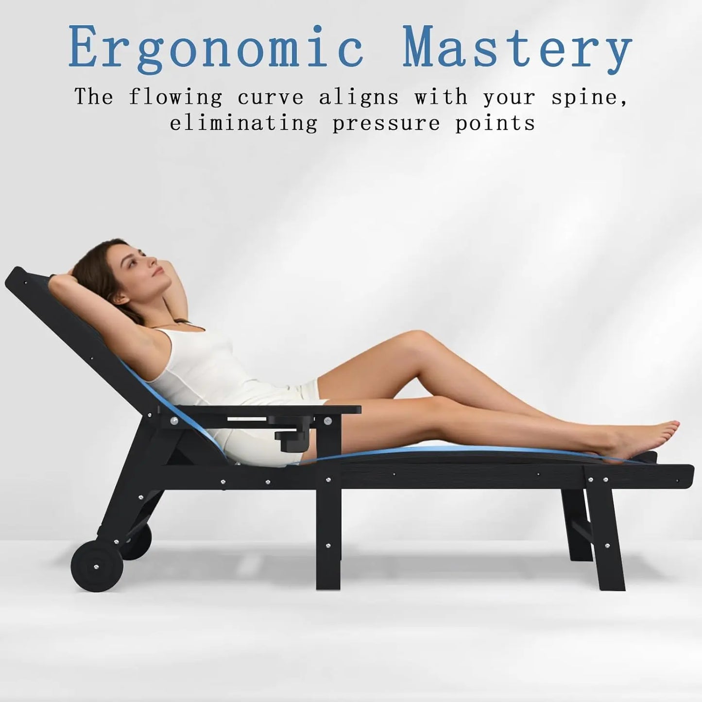 Patio Chaise Lounge Chairs Outdoor With 5 Positions HDPE