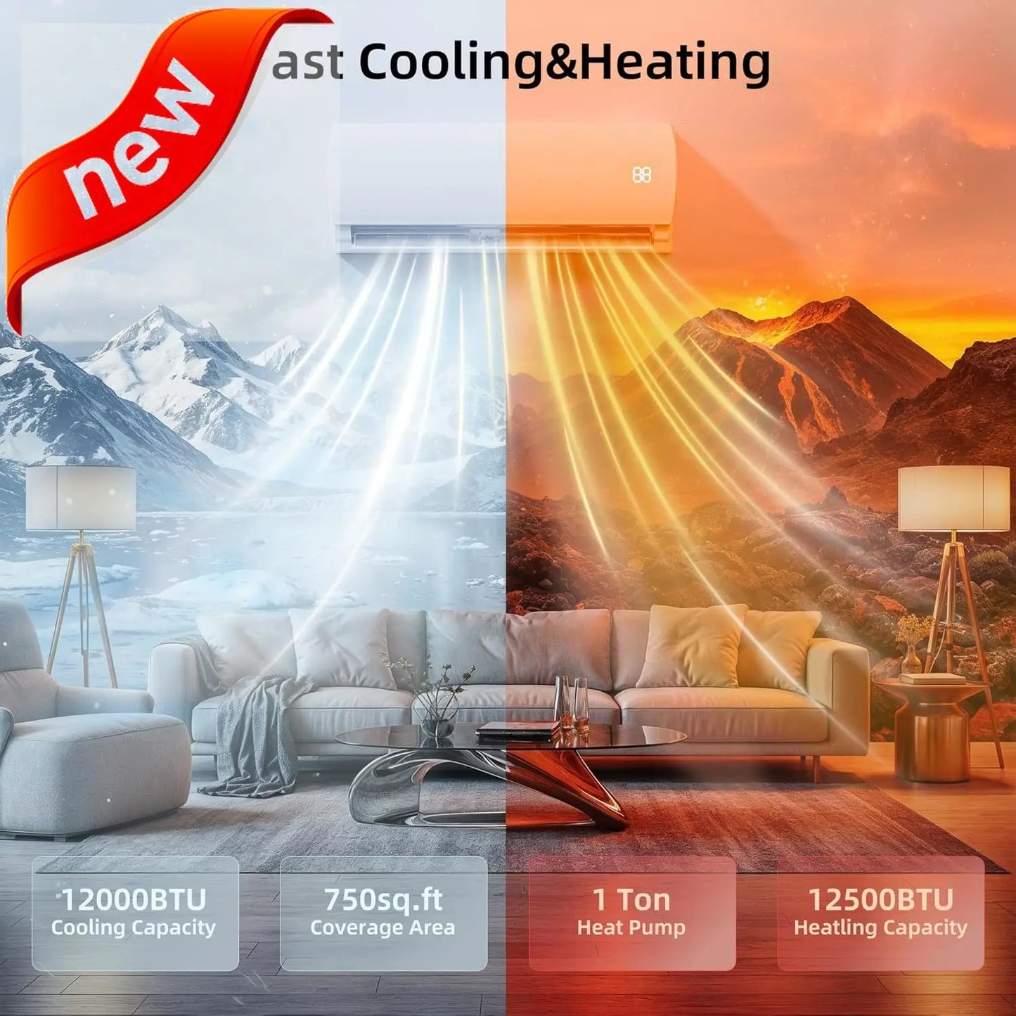 XMSJ Mini Split Air Conditioner Inverter Ductless Energy Efficient