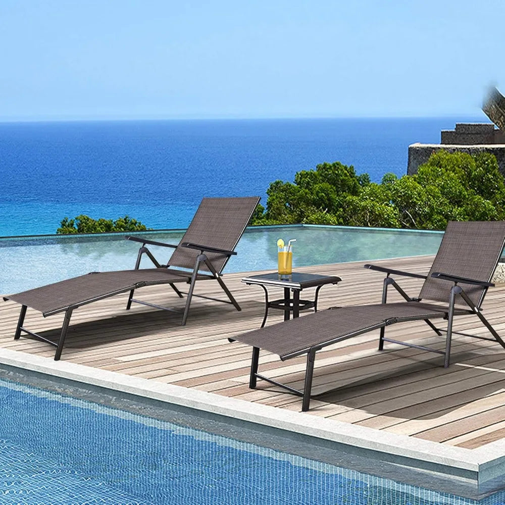 Folding Patio Chaise Lounge Chairs With Adjustable Backrests