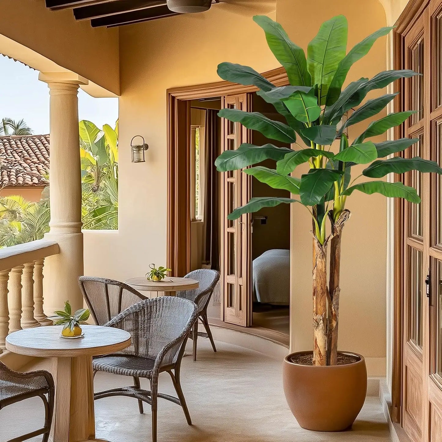 HiMISSCN Artificial Banana Tree With Planter Indoor Decor