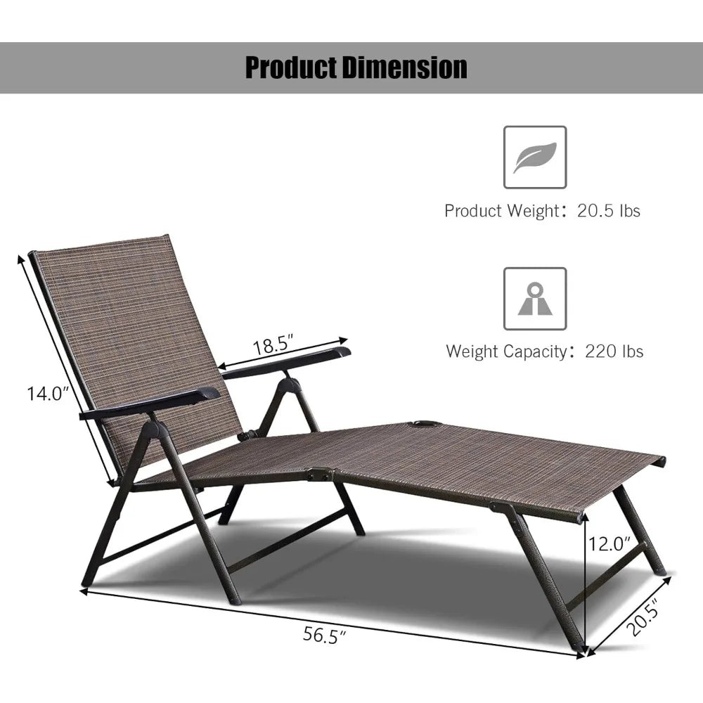 Folding Patio Chaise Lounge Chairs With Adjustable Backrests