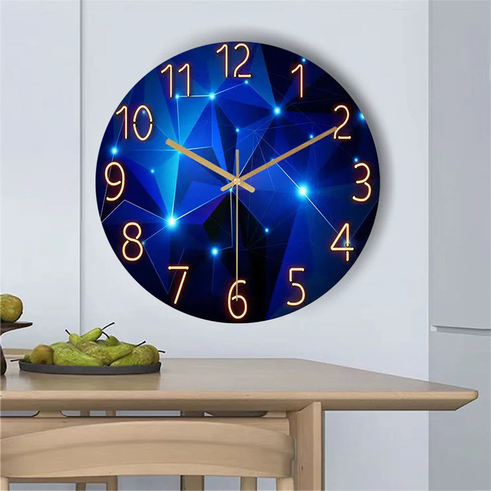 Geometric Wall Clock Quartz Silent Movement Living Room Decor