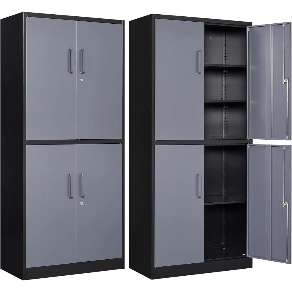 Metal Storage Cabinet with Lockable Door And Adjustable Shelves for Home Office Warehouse Steel Tool Locker Customized
