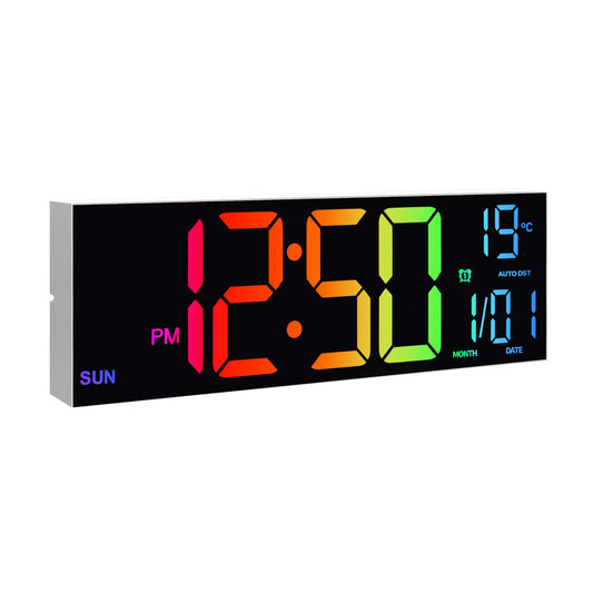 Digital Wall Clock With LED Display Alarm Remote Temperature