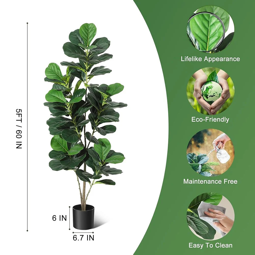 HiMISSCN Artificial Fiddle Leaf Fig Tree For Indoor Home Decor