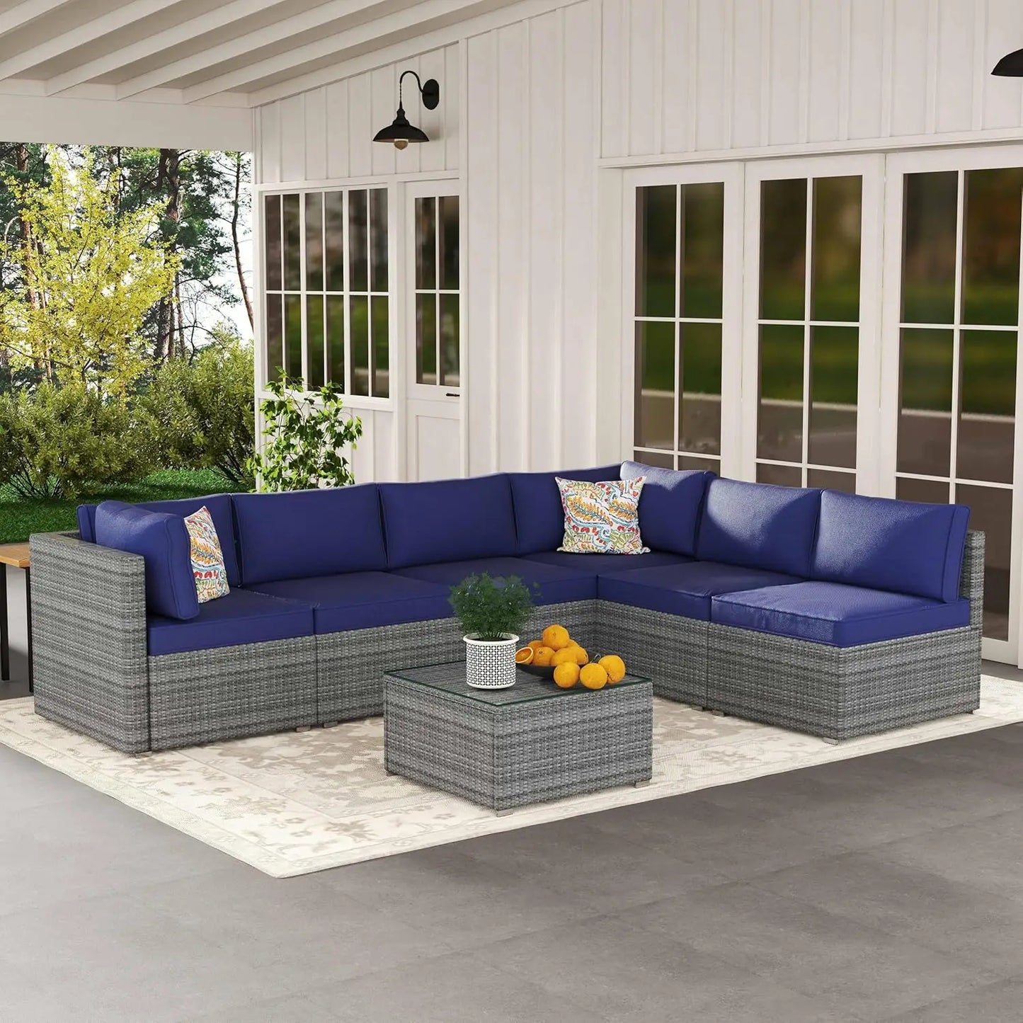 Outdoor Patio Furniture Set Handwoven All Weather Rattan Waterproof Cushions