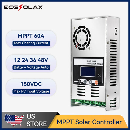 ECGSOLAX 60A MPPT Solar Charge Controller For 12V 24V 36V 48V Systems