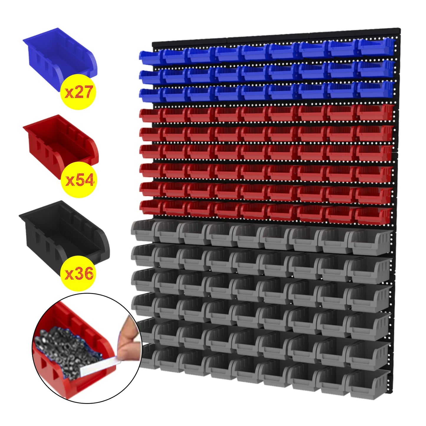 NONECN Wall Mounted Tool Organizer System With Bins And Holders