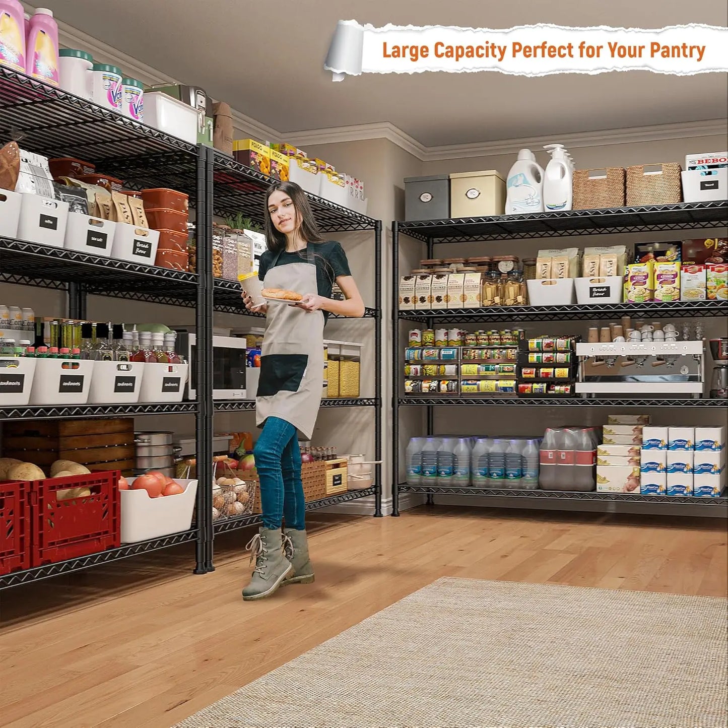 4 Tier Wire Metal Storage Shelf Unit For Pantry Kitchen