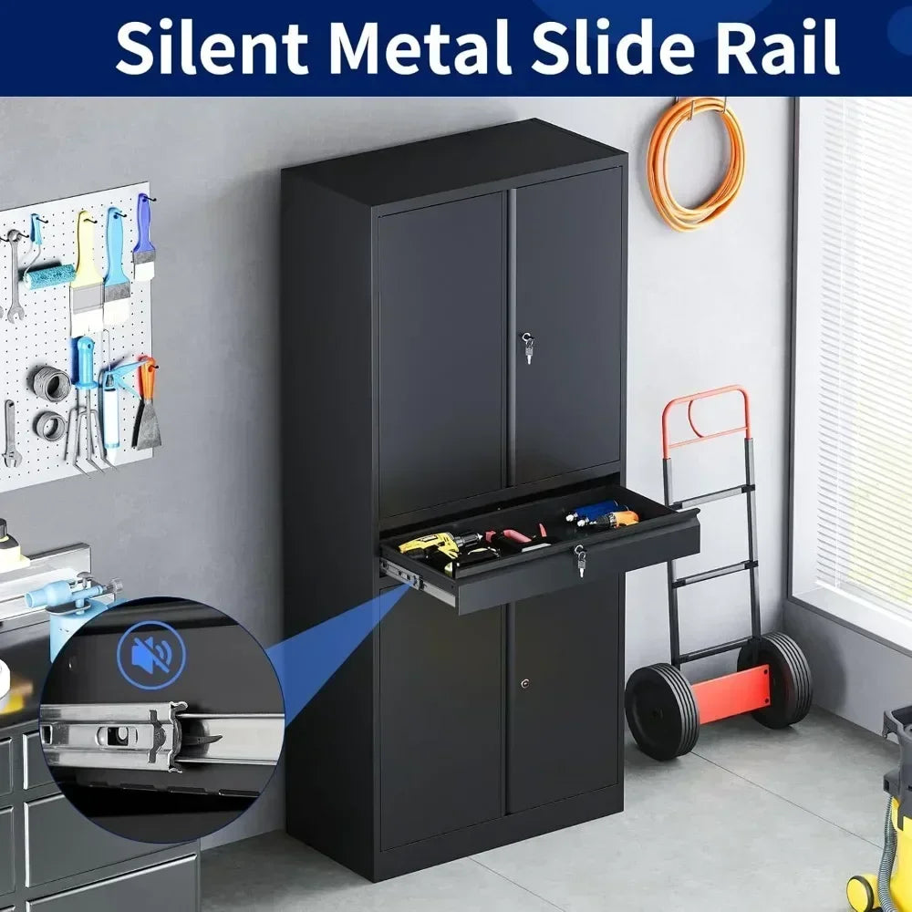 NONECN Garage Storage Cabinet With Locking Doors And Adjustable Shelves