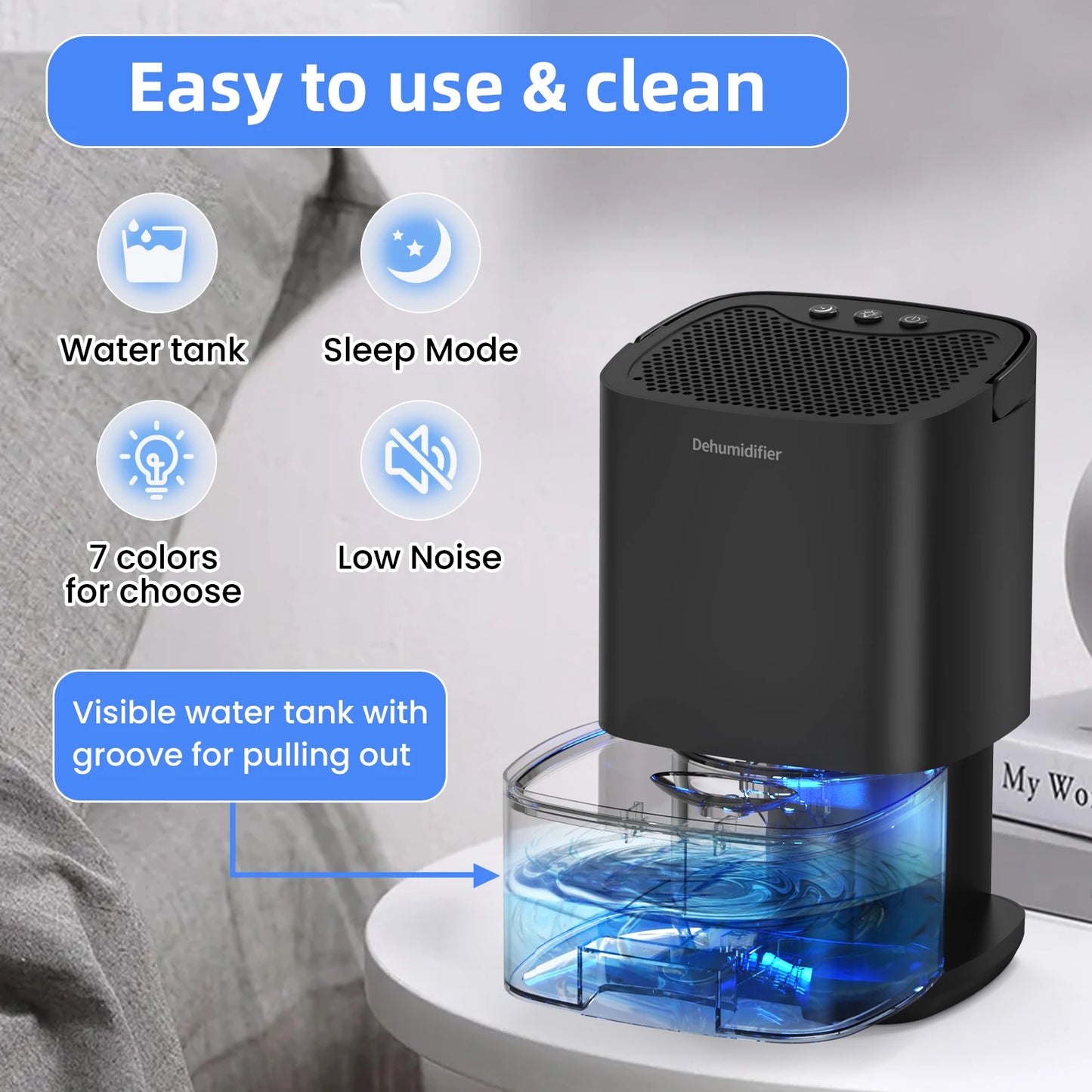 Deleaboa Portable Dehumidifier For Home Office And RV Energy Efficient