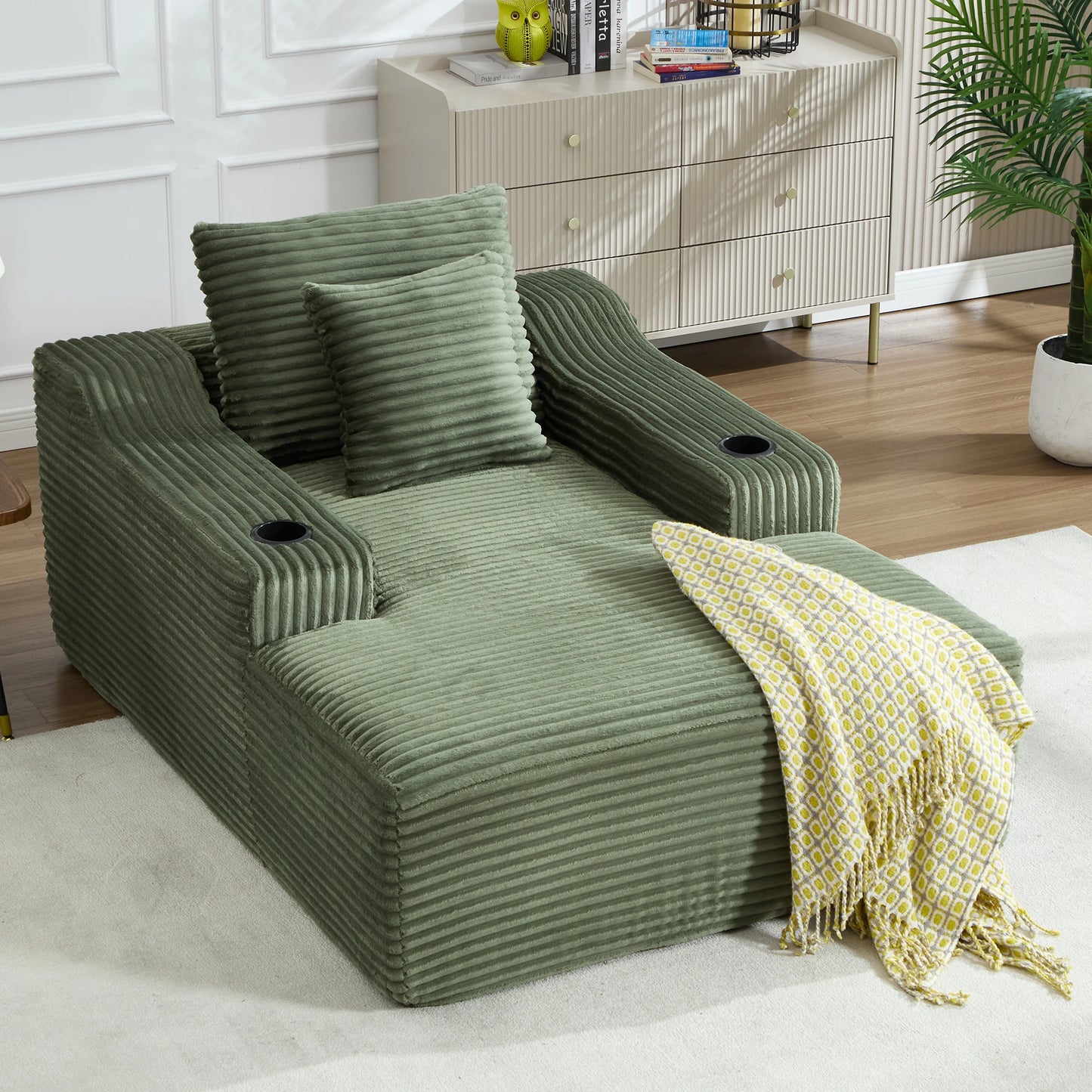 Corduroy Chaise Lounge Chair For Living Room And Bedroom
