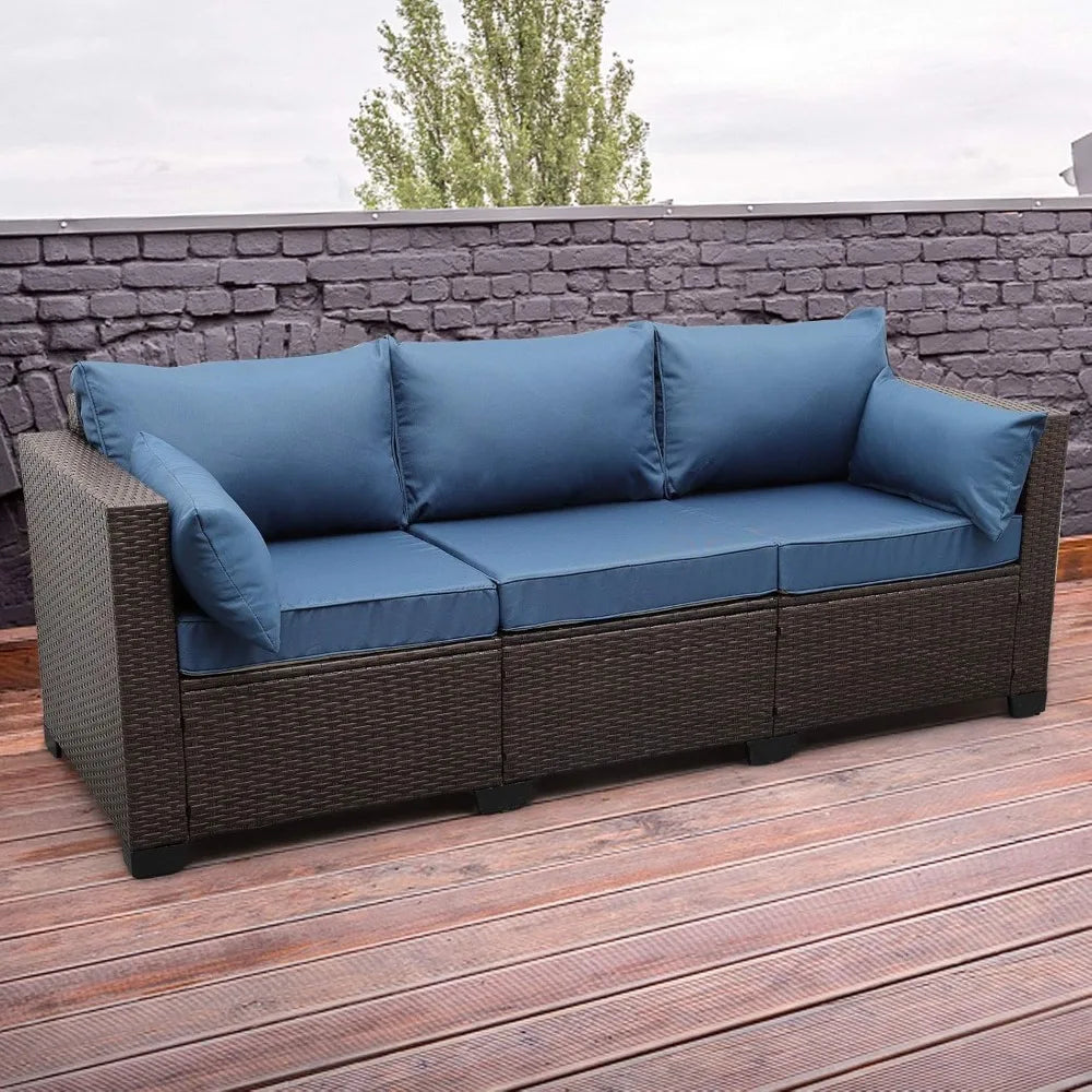 3 Seat Outdoor Wicker Sofa Rattan Frame With Cover