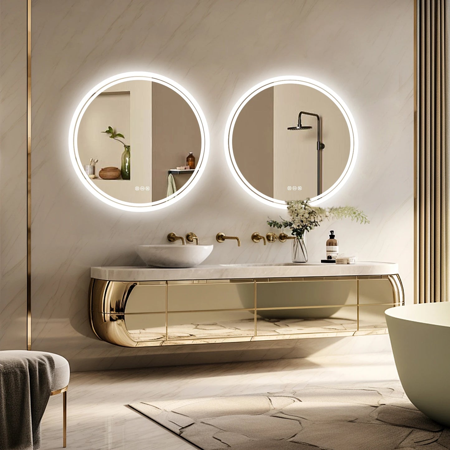 Wisfor LED Round Bathroom Mirror With Backlit Anti-Fog